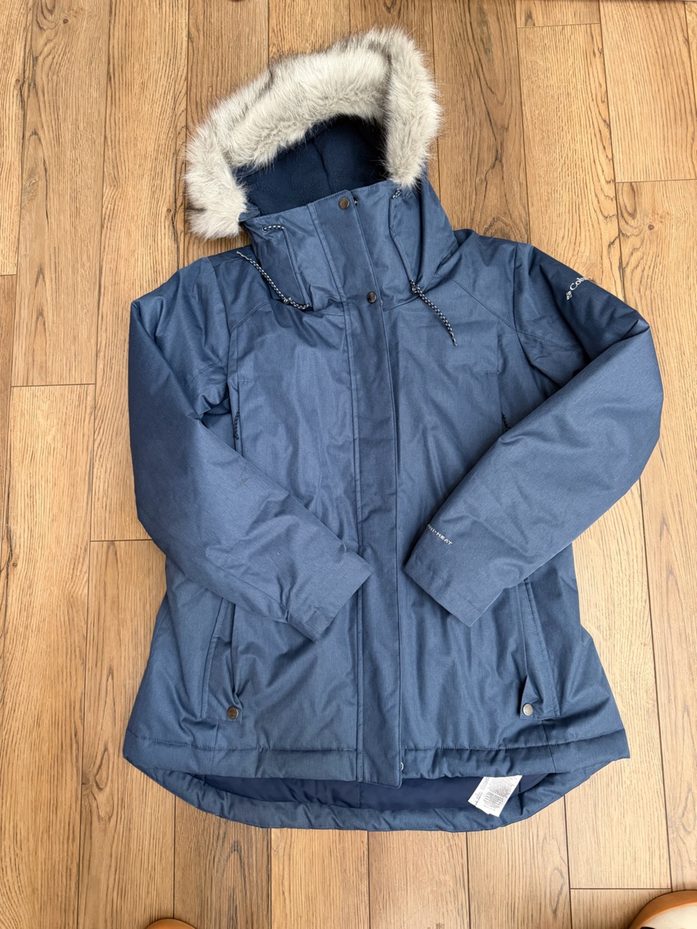 Columbia Women's Navy slate Ski Jacket with Faux-Fur Trim Hood
